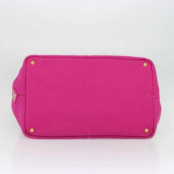 PRADA Canapa GM Hand Bag Canvas Pink Gold Auth 137774 - Picture 7 of 16